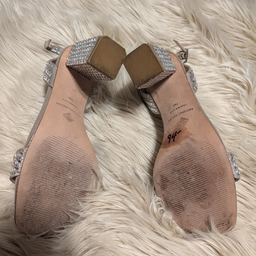 Antonio Melanie Marryanna embellished rhinestone ankle strap heels / sandals 7M - Picture 6 of 6